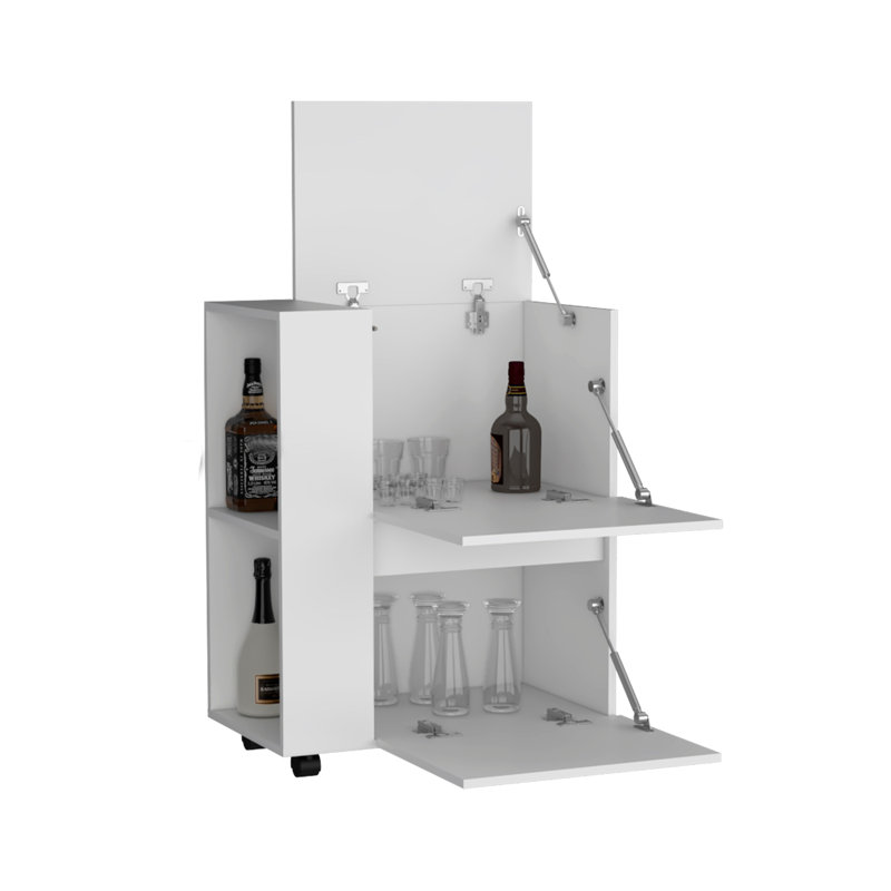 Chariot-bar en bois Kallan, Blanc
