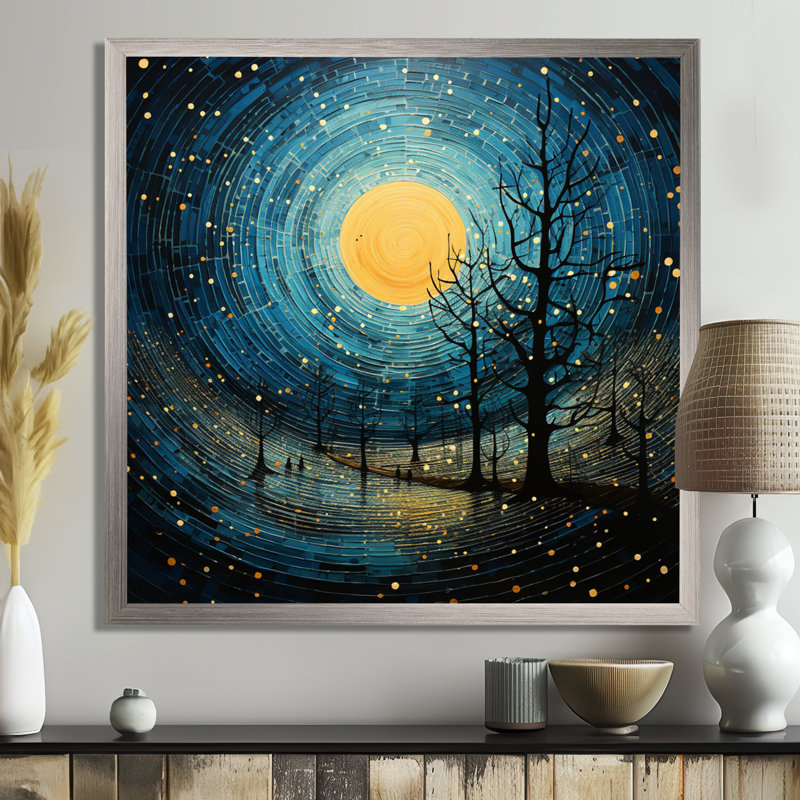 Lune bleue minimalisme III sur toile, Toile tendue, 30" H x 30" W