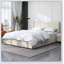 Patented 2-Drawer Storage Bed Queen Size Ivory Velvet Upholstered Wingback Platform Bed