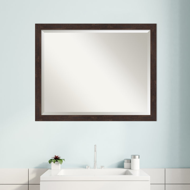Miroir de salle de bain Kanawha, 24,5 po x 30,5 po, Noyer brun