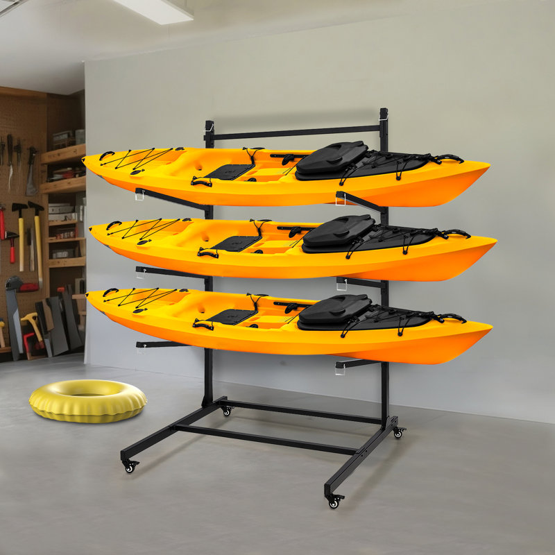 Support de rangement robuste et réglable pour kayaks avec roulettes - Support autoportant pour le garage ou l'extérieur
