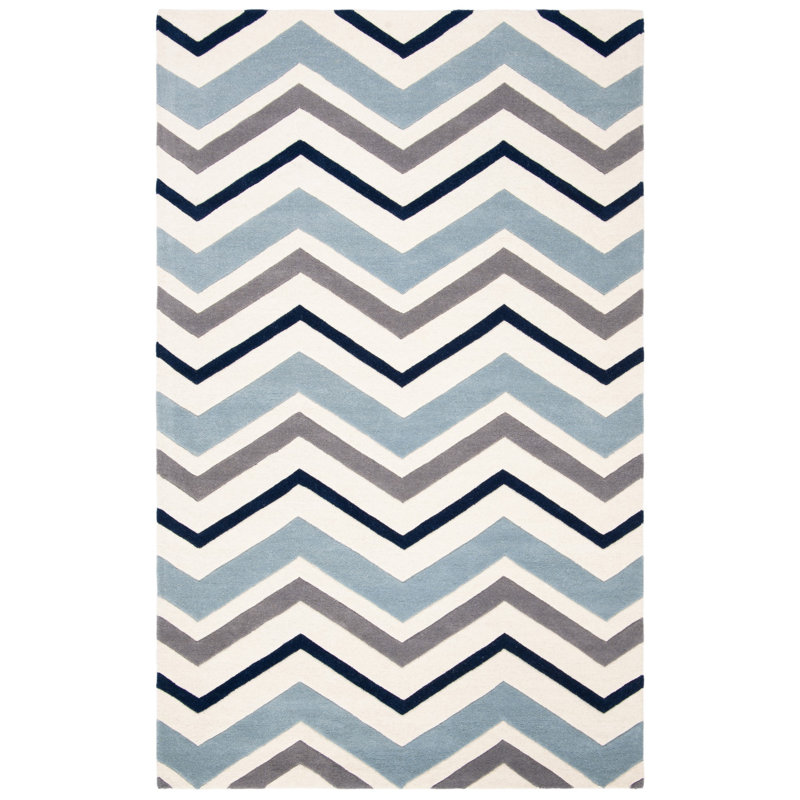 Teresita Hand Tufted Wool Chevron Rug, Rectangle 5' x 8'