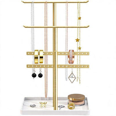 Jewelry Stand Holder Organizer, Holds 80 Pcs, Gold