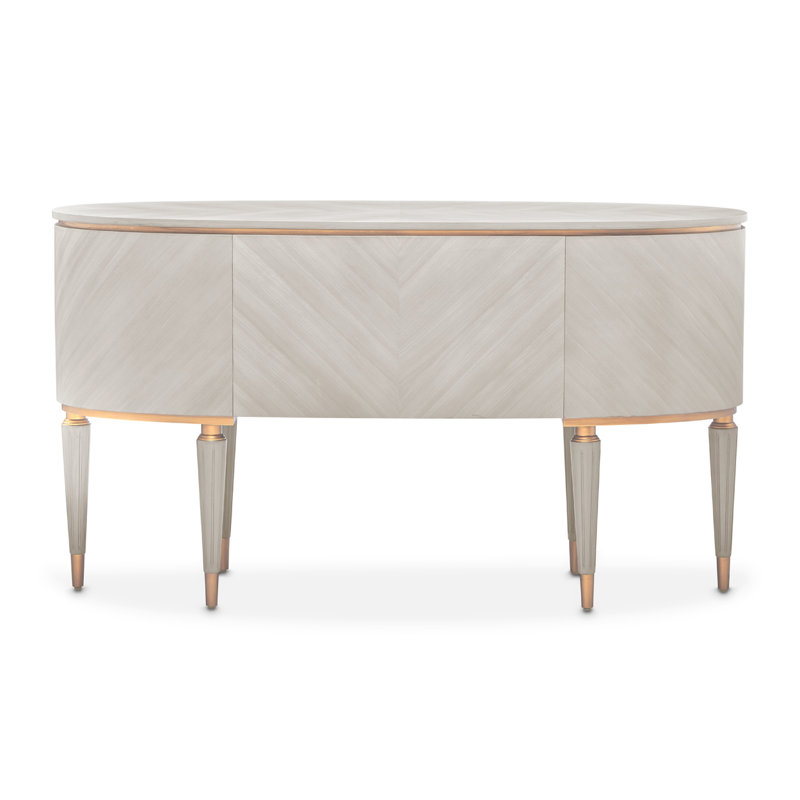 St. Charles Vanity Desk With Glass Top - Dove Gray