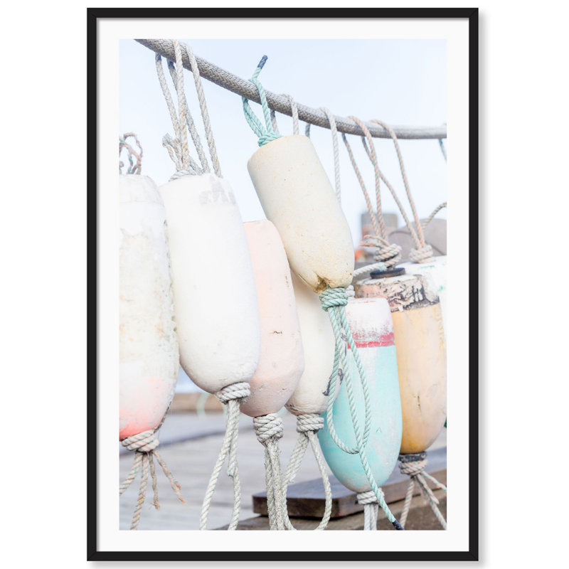 Pastel Buoys Print by Carly Tabak, Black Wood, 18" W x 25" H