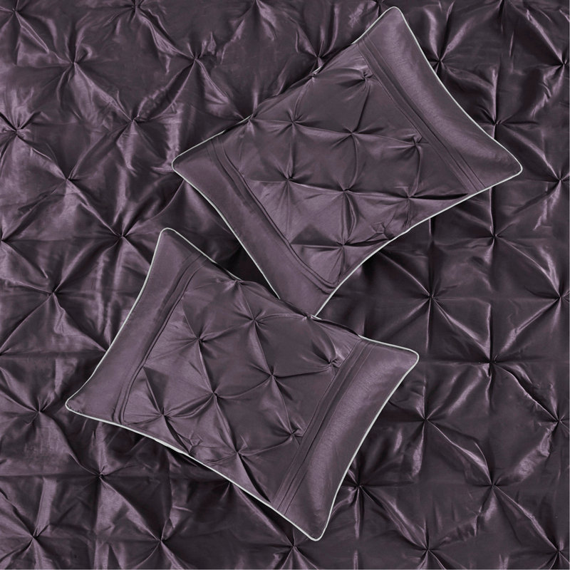 Ensemble d'édredon 7 pièces capitonné, Édredon de très grande taille et 6 pièces suppl, Prune
