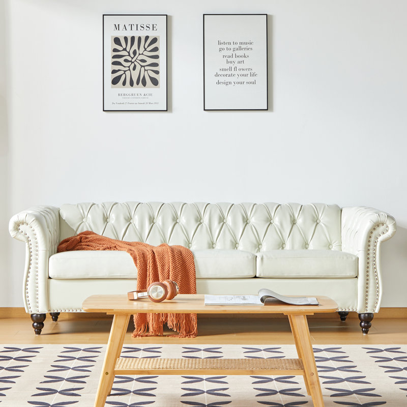 84'' Faux Leather Sofa