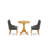 3 Piece Dinette Set for Small Spaces Contains a Round Dining Table with Pedestal and 2 Dark Gotham Linen Fabric Upholstered Chairs, Oak-1120535750-1120535745