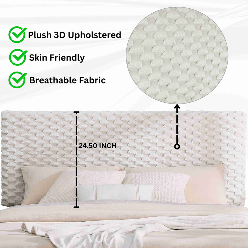 Lit plateforme tapissier Findlay Plush 3D, Lit simple