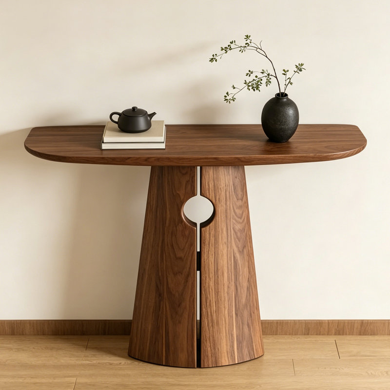 Console brune de style chinois moderne, H 35,4 po x l 47,2 po x P 15,7 po