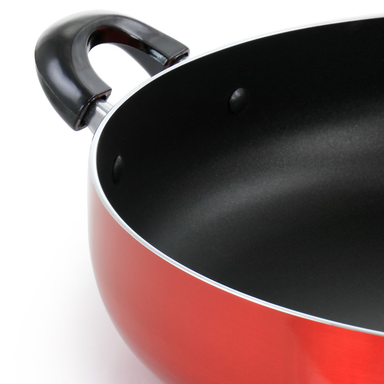 Better Chef 10 Inch Red Aluminum Deep Frying Pan with Glass Lid in 2023