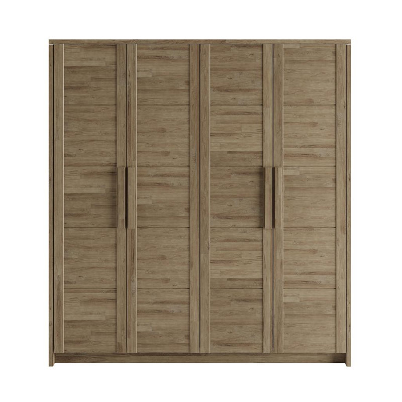 Fino 4 Door Solid Wood Wardrobe, Grey