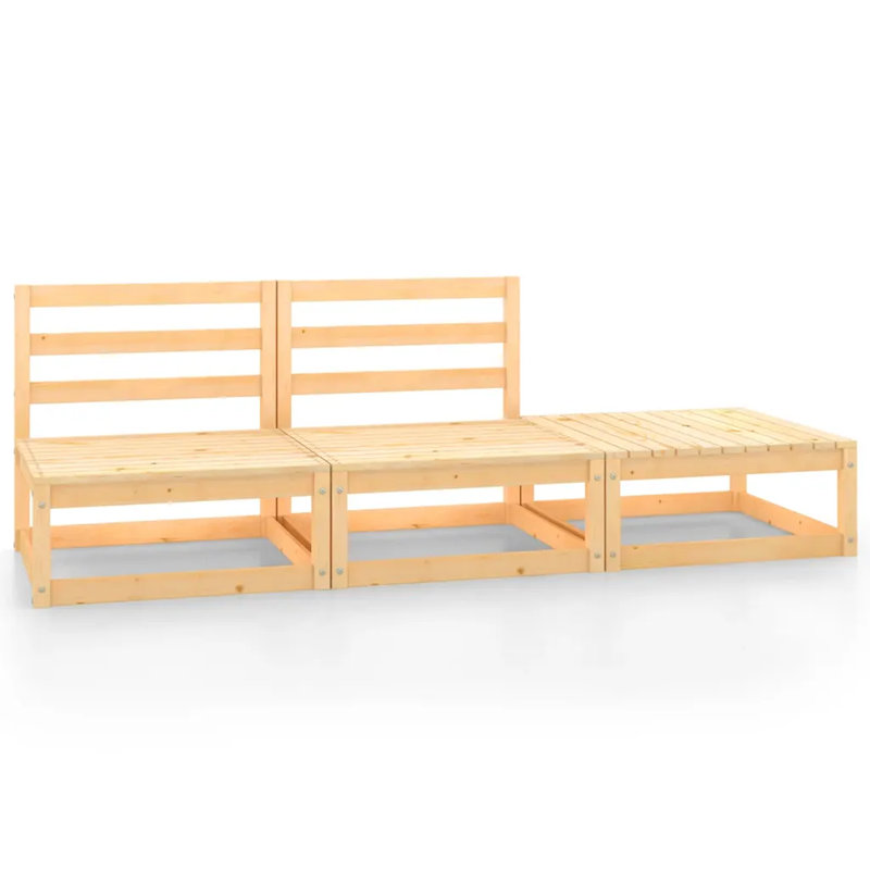 Faustena Garden Lounge Set Solid Pinewood, Natural