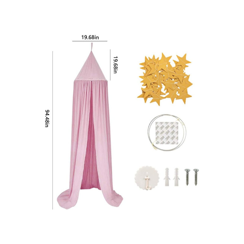 Bed Canopy,Chiffon Mosquito Net,Mosquito Net,Play Reading Tent,Tent,Round Dome Mosquito Net Pink
