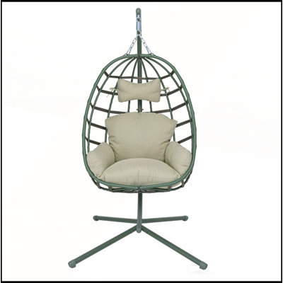 Élégant fauteuil suspendu en rotin PE avec support, corde double robuste, coussin lavable pour une utilisation intérieure et extérieure