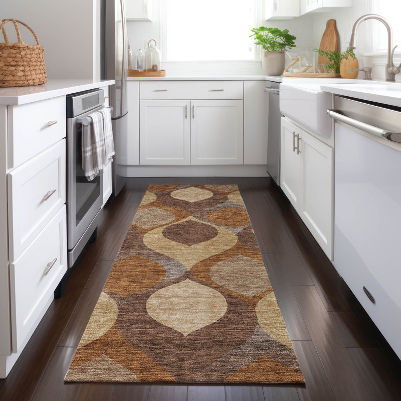 Tapis d'entrée / extérieur antidérapant Caziyah, Runner 2'3" x 7'6"