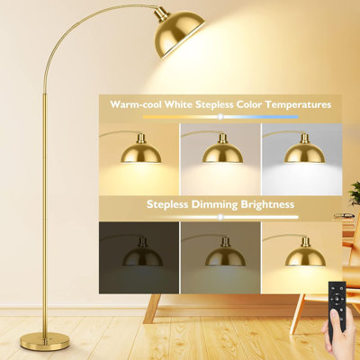 Arc Floor Lamp With Hanging Shade, Dimmable Reading Light For Living Room, Bedroom, Office