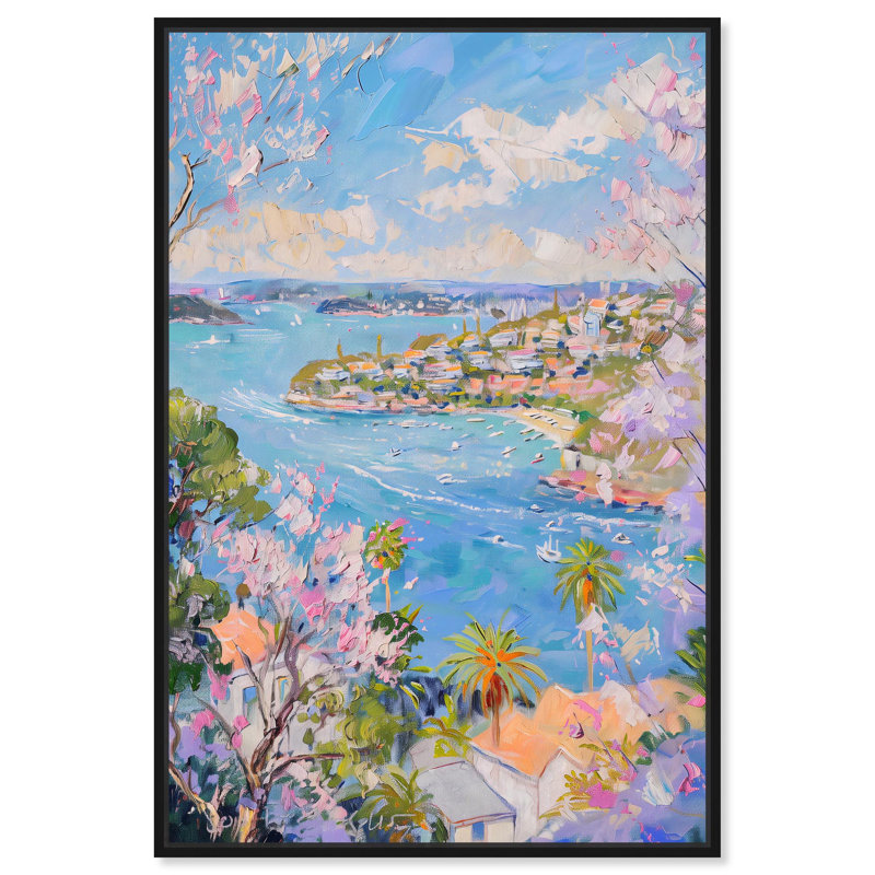 «Hillside Harbor View I» par Art Remedy, H 16 po x l 11 po, Cadre flottant, Noir