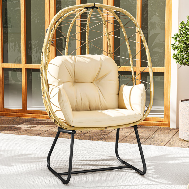 Fauteuil à œufs 1 personne avec support Corday, Blanc / brun