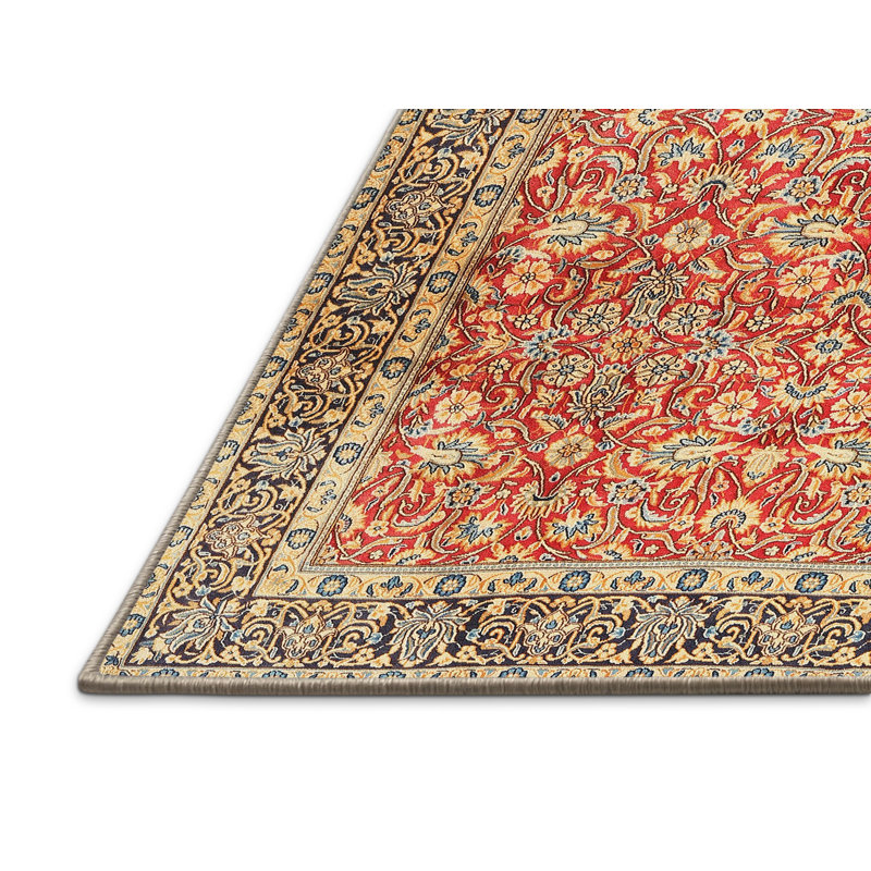 Tapis traditionnel rouge / beige Destry, Rectangle 8 pi x 10 pi