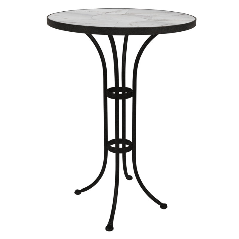 Outdoor Round Counter Table, Pallazo White, Graphite, 42.5" H x 42" W x 42" D 