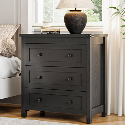 3 Drawers Dresser 26.4" W, Nightstand Chest of Drawers ,Bedside Table with Rhombus Handle