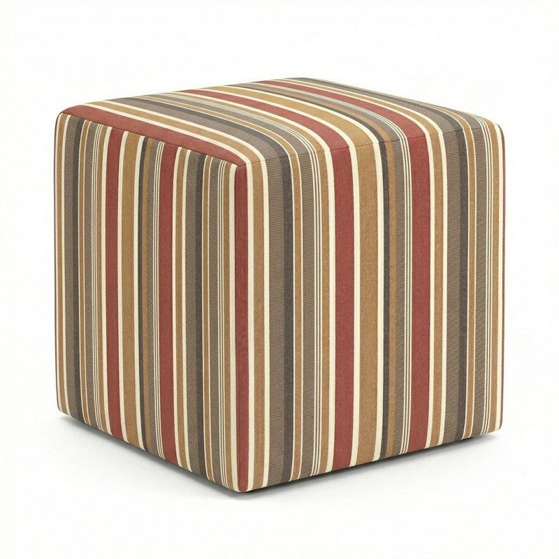 Berlin Gardens Lilly Hive 20" Square Outdoor Pouf, Red/Beige