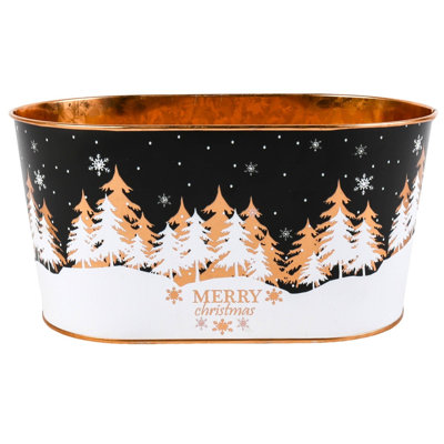Winter Night With Merry Christmas Text Bucket