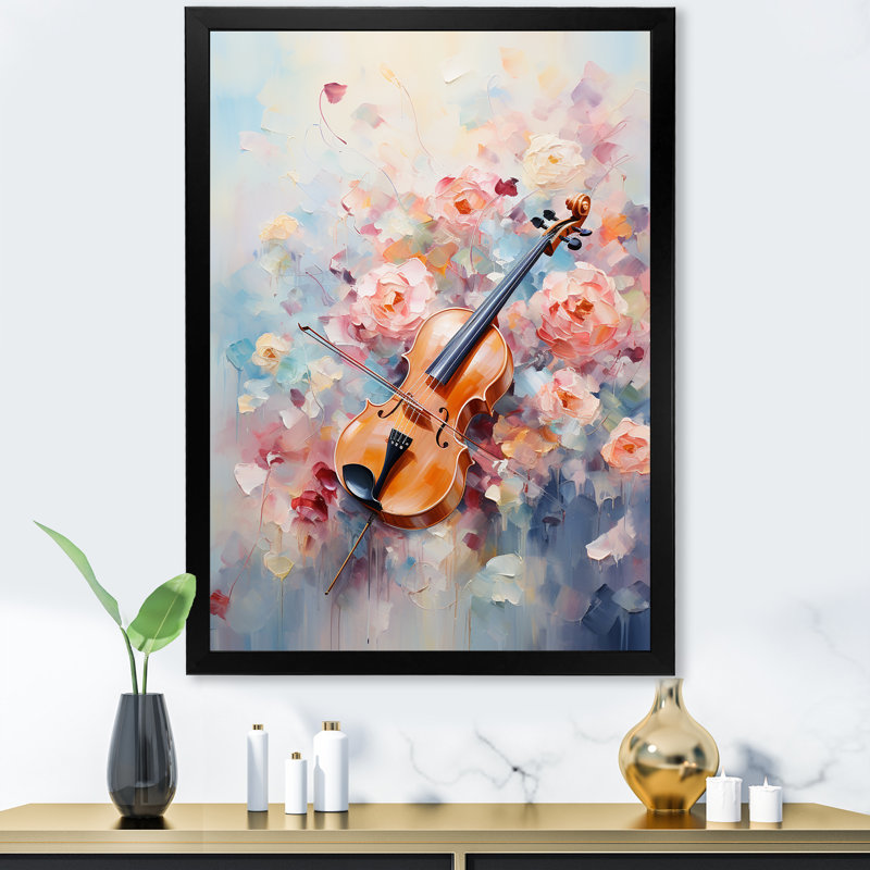 Violon Harmonious Notes - musique, art mural, Cadre photo noir, H 20 po x l 12 po x P 1 po