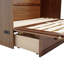 Grand lit escamotable, armoire-lit en bois de pin avec centrale électrique et panneau de décoration en rotin