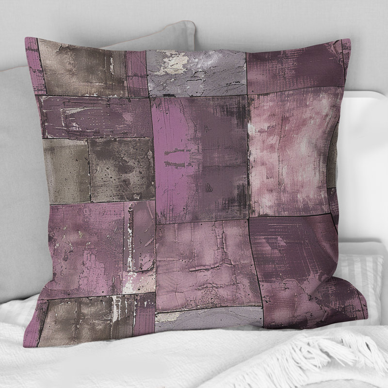 Coussin décoratif de tuiles d'inspiration mauve rétro, H 18 po x l 18 po