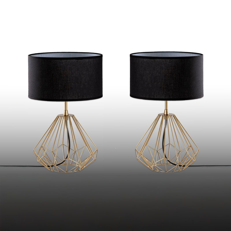 Ensemble de lampes de table 2 pièces, Gold, Noir