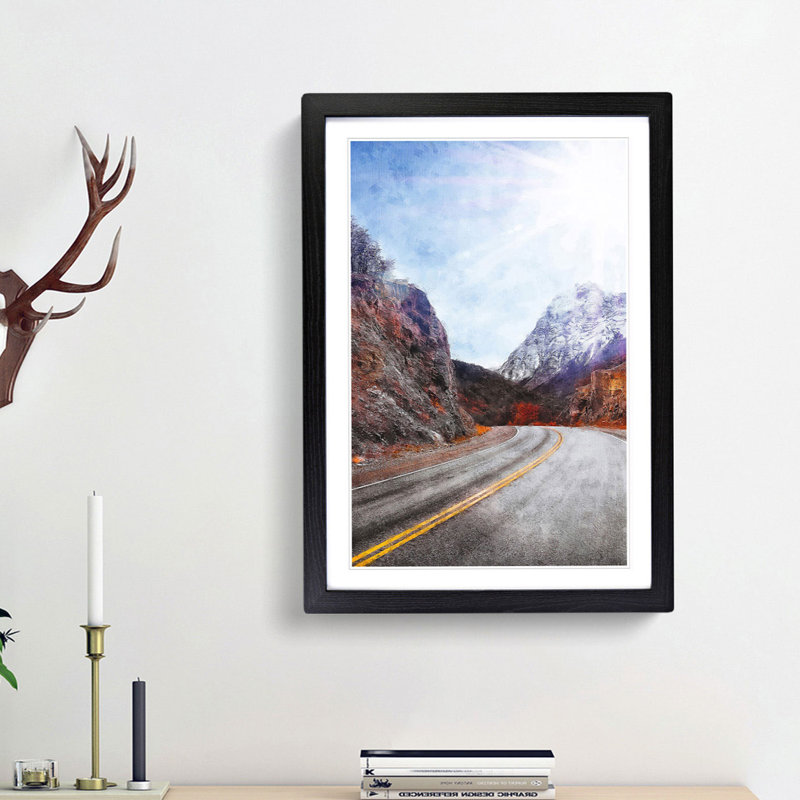 Through the Mountains in Argentina 1 Piece Single Picture Frame Painting on MDF, 33cm H x 24cm W x 2cm D, Black Framed