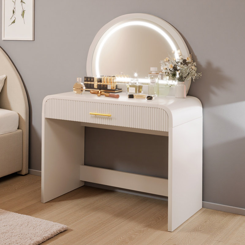 Coiffeuse de 39 po avec miroir et écran tactile, coiffeuse et tiroir pour chambre à coucher, blanc, Blanc