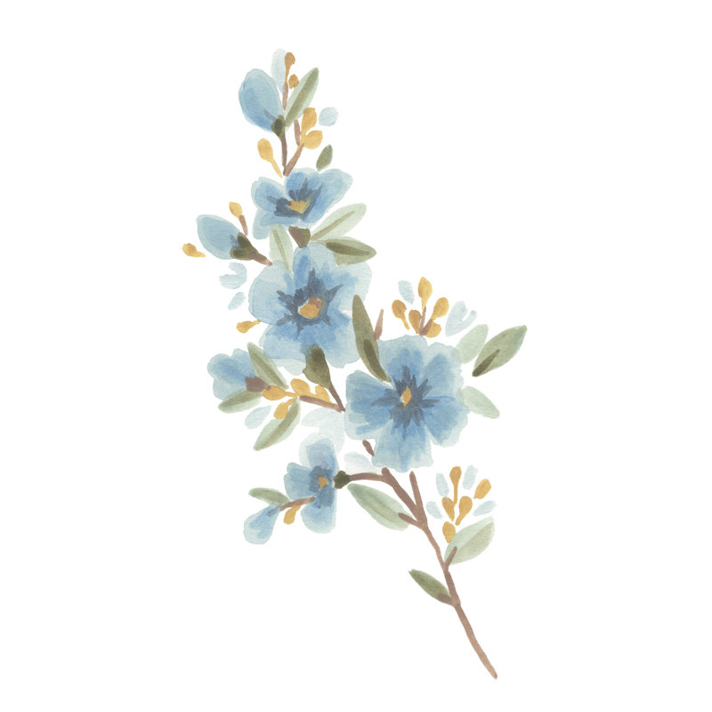 Branche de fleurs sauvages I, H 12 po x l 8 po x P 1,25 po