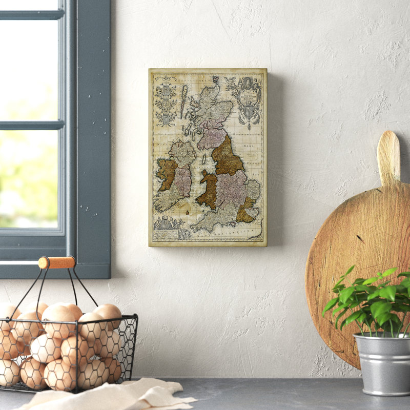 Map of England, Scotland & Ireland - Wrapped Canvas Graphic Art, 30cm H x 20cm W, Wrapped Canvas