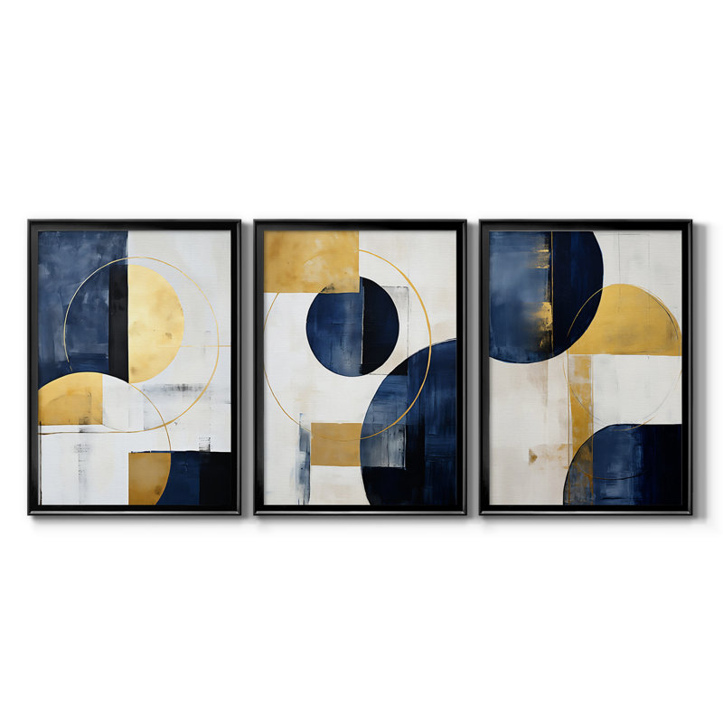 ABSTRACT Series DLVI - Toile tendue avec châssis sur mesure - 3 pièces, H 15 po x l 19 po