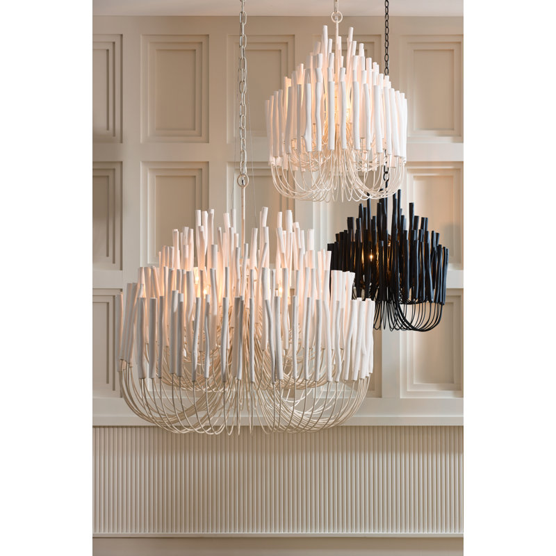 Tilda Chandelier, 30" H x 21" W x 21" D, Whitewash Stained Wood