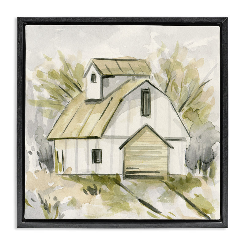 «Soft Neutral Barn Barn» par Melissa Wang, Cadre flottant noir de jais, H 18 po x l 18 po
