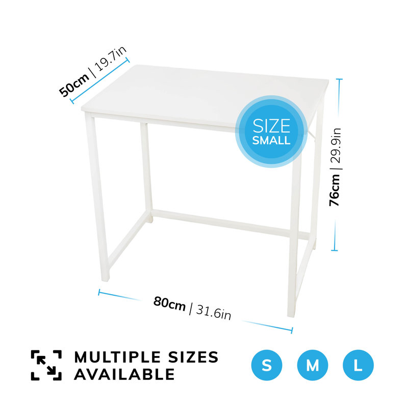 Oehsen Computer Desk with White Finish Sturdy Home Office Workstation for Small Spaces