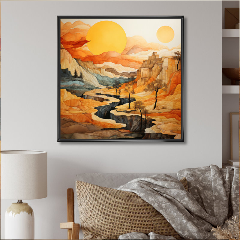 «Bold Landscape Canyon Desert VI - Canyon», art mural, H 36 po x l 36 po x P 1,5 po, Cadre flottant noir