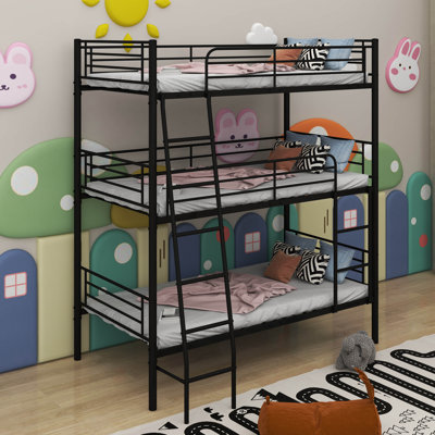 Twin Size Metal Triple Bunk Bed Can Be Disassembled Into Three Beds