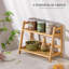 Organisateur de table en rotin Matcha, thé en bambou de comptoir, organisateur de station pour accessoires de café, présentoir porte-gobelet à 2 niveaux pour condiments de cuisine, maison, bureau