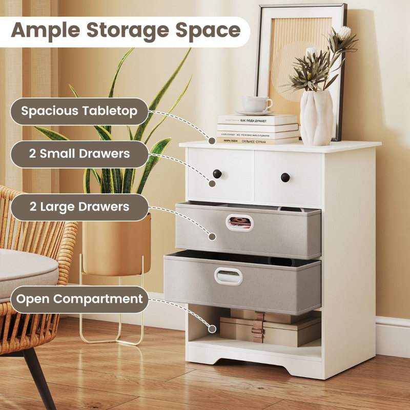 58cm W Manufactured Wood Bedside Table