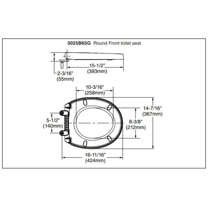 Telescoping Round Toilet Seat and Lid, White