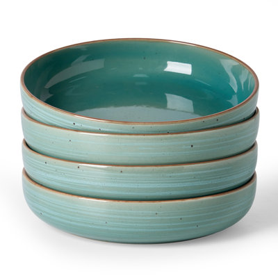 8.5" W Striped Round Pasta Bowls