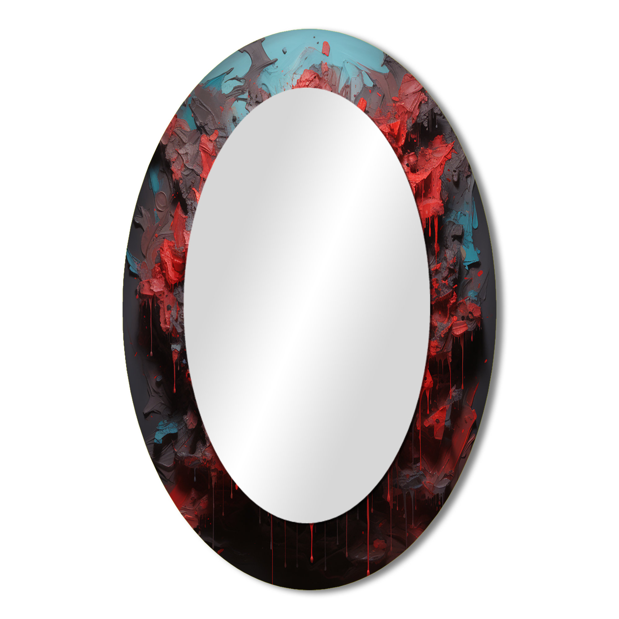 Mercer41 Red Bitcoin Crypto Currency II - Red Glam Oval Wall Mirror |  Wayfair