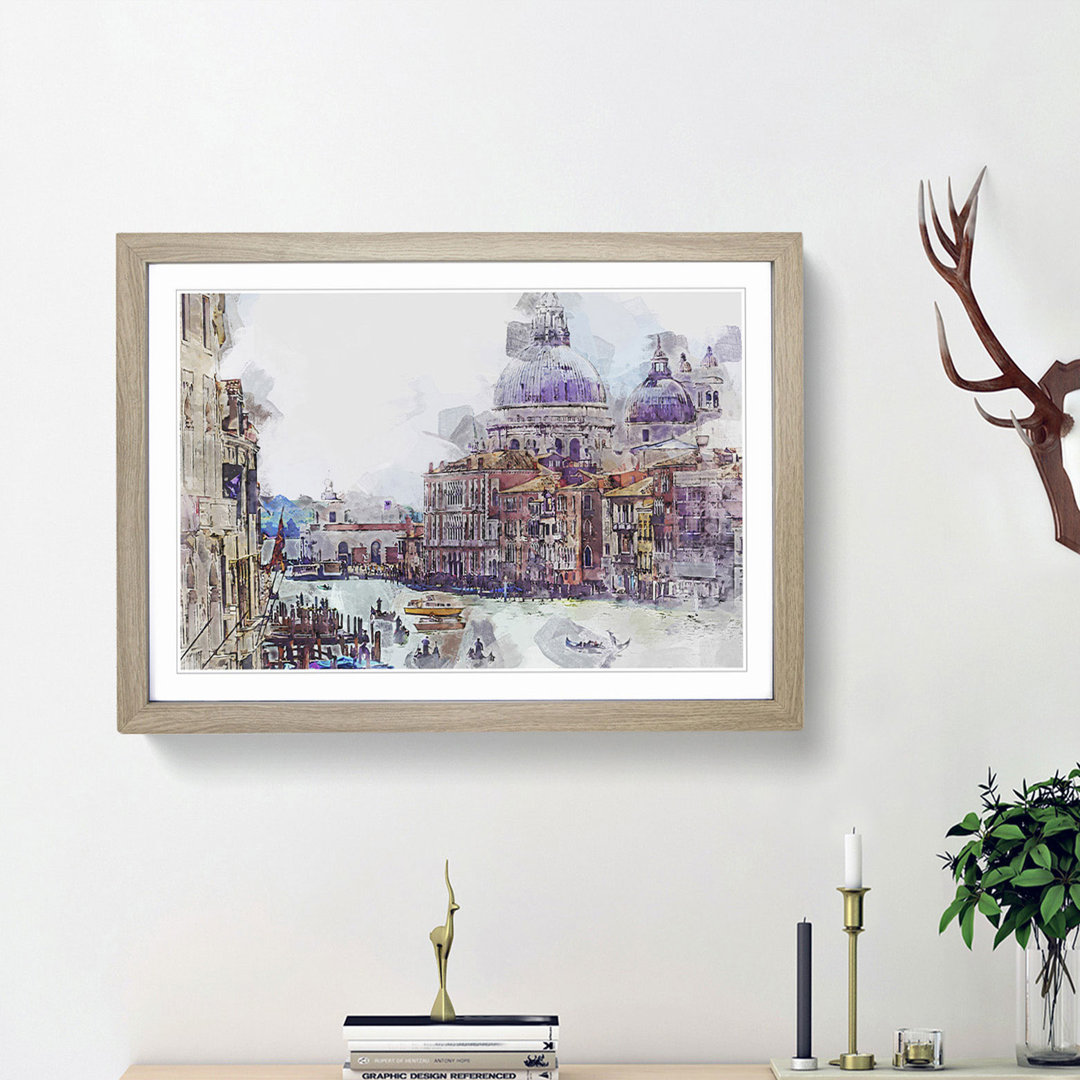 Canal Through Venice Italy in Abstract - Framed Print