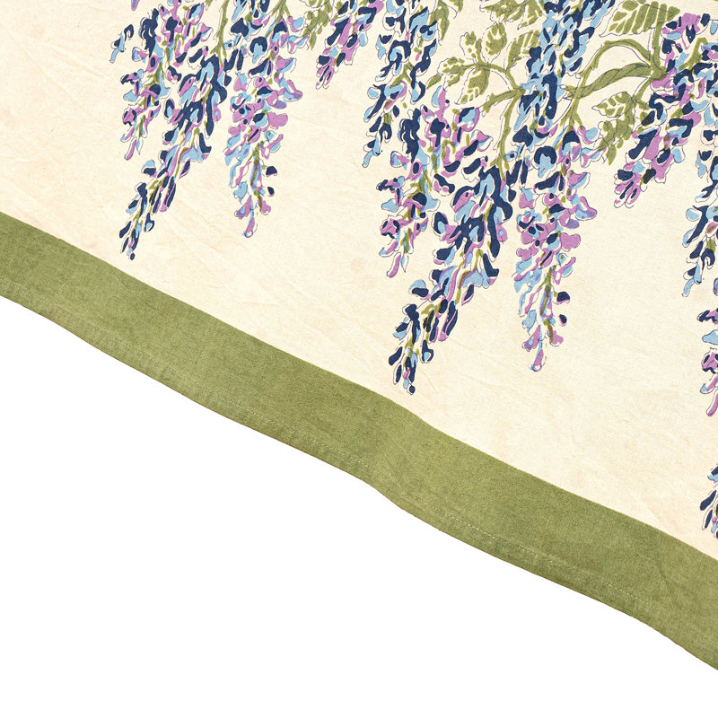 Wisteria Handmade Floral Tablecloth, 71" x 71", Blue/Green