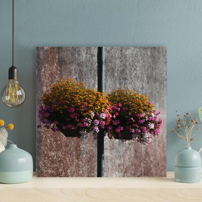 Two Hanging Pots Full Of Little Flowers - 1 Piece Rectangle Graphic Art Print On Wrapped Canvas -  Winston Porter, 07315686112B4CF88E6E1DE4FD65096A